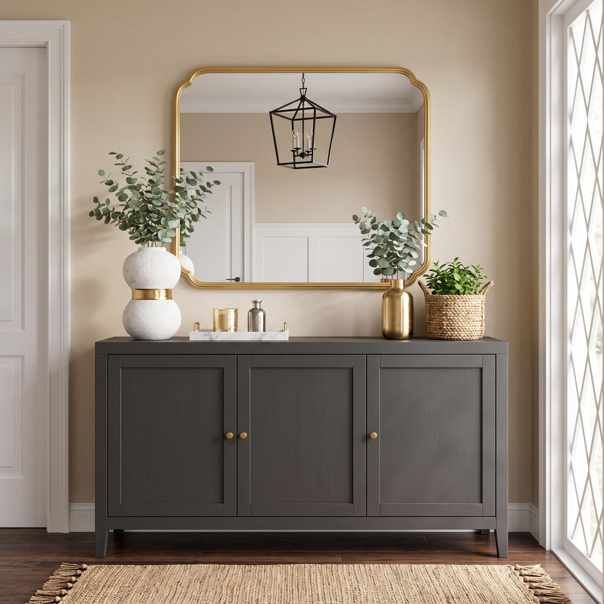 Ferytange 48"x16" Gold Door Mirror Full Length Over The Door with Non-Rusting Metal Frame, Modern Full Body Mirror Bedroom Closet Bathroom