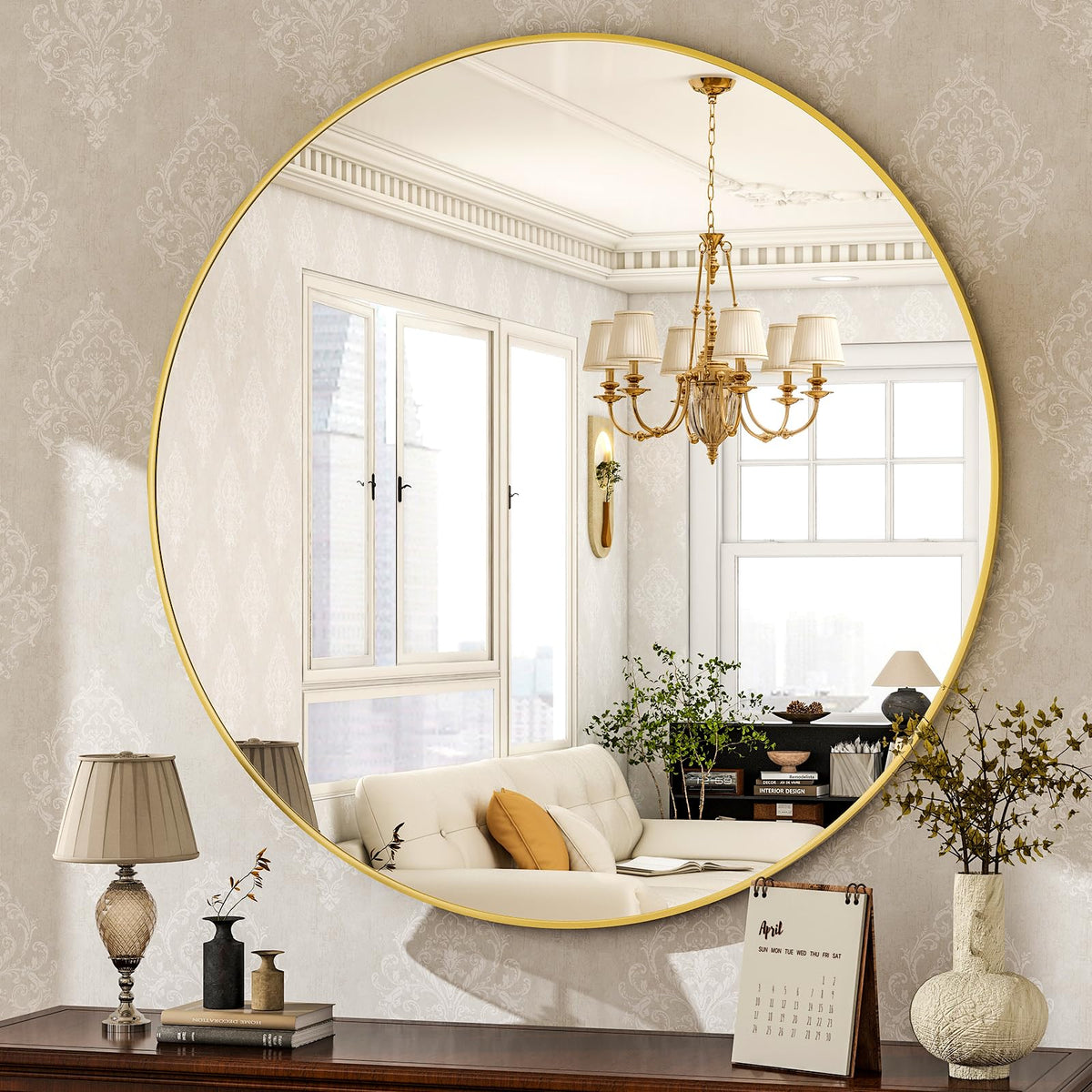 HARRITPURE Round Mirror 30 Black Wall Mounted Circle Mirrors