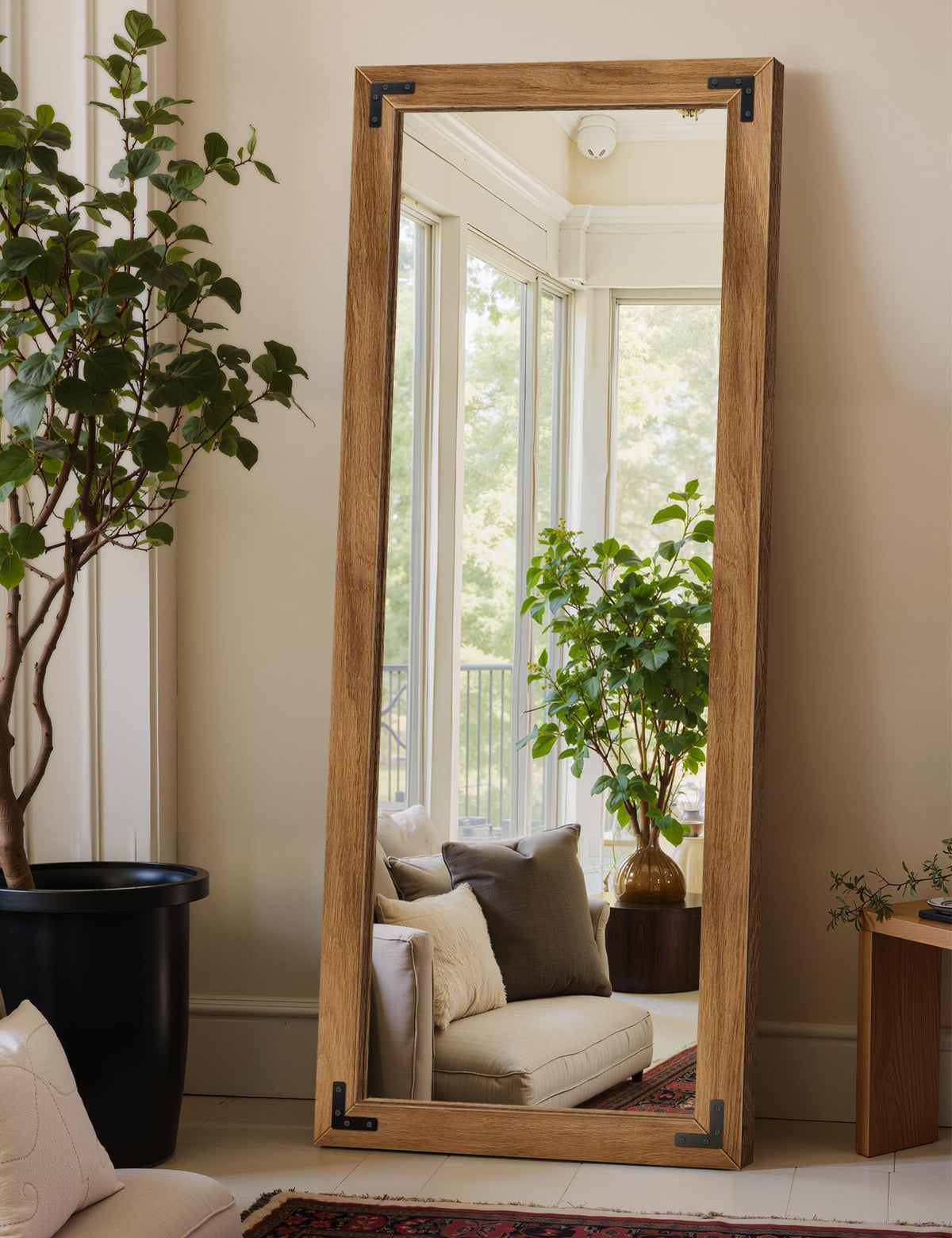 Wood Framed Full Length Mirror for Wall, 56"X22" Floor Standing Body Mirror