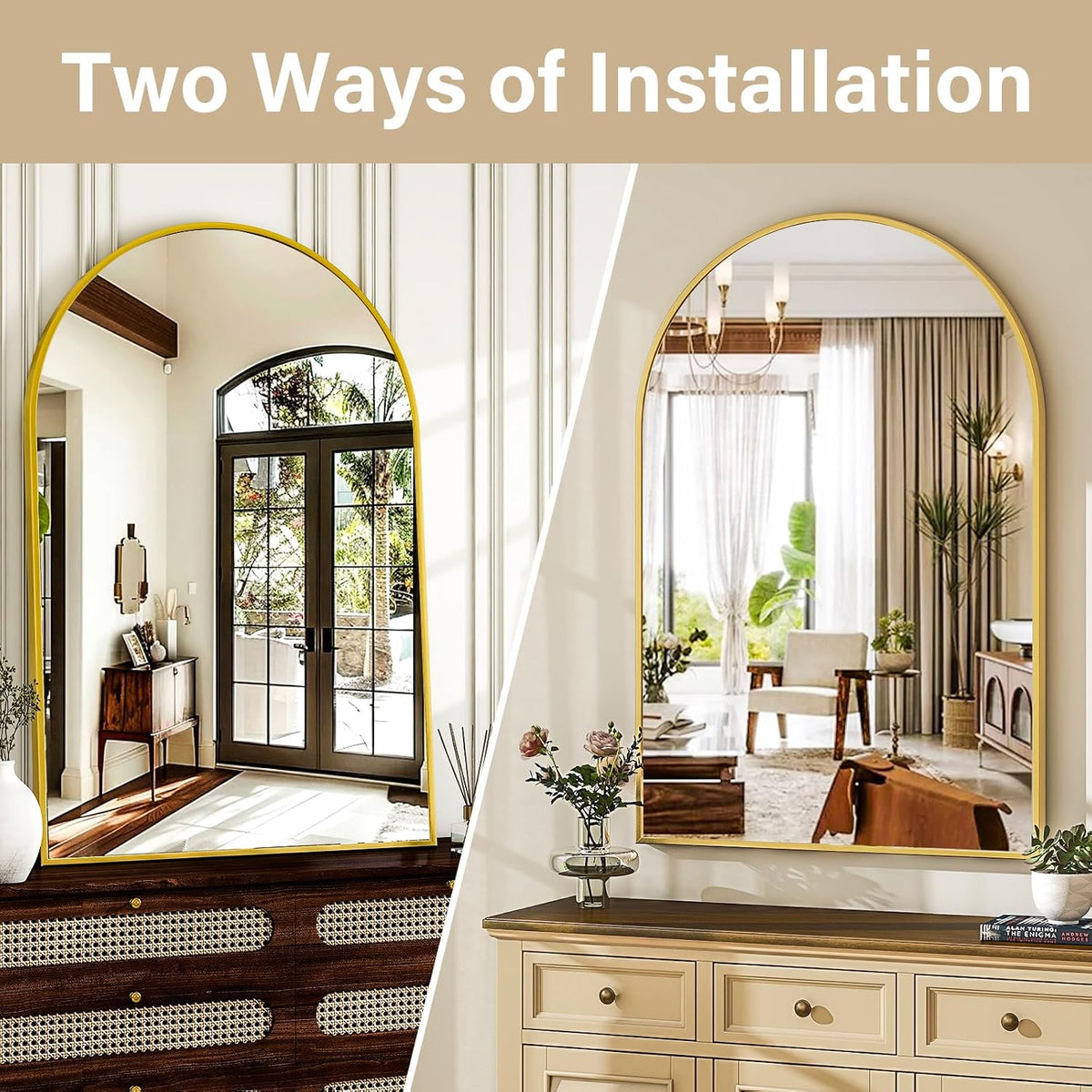 HARRITPURE Arched Wall Mirror 30"x40" Gold Arch Bathroom Vanity Mirror