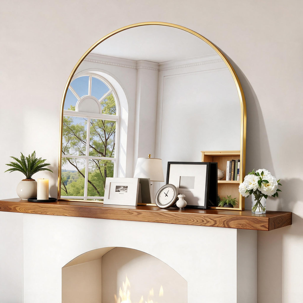 CIRCUMI Arched Wall Mirror, 36"x48" Black Arched Mirror for Bathroom
