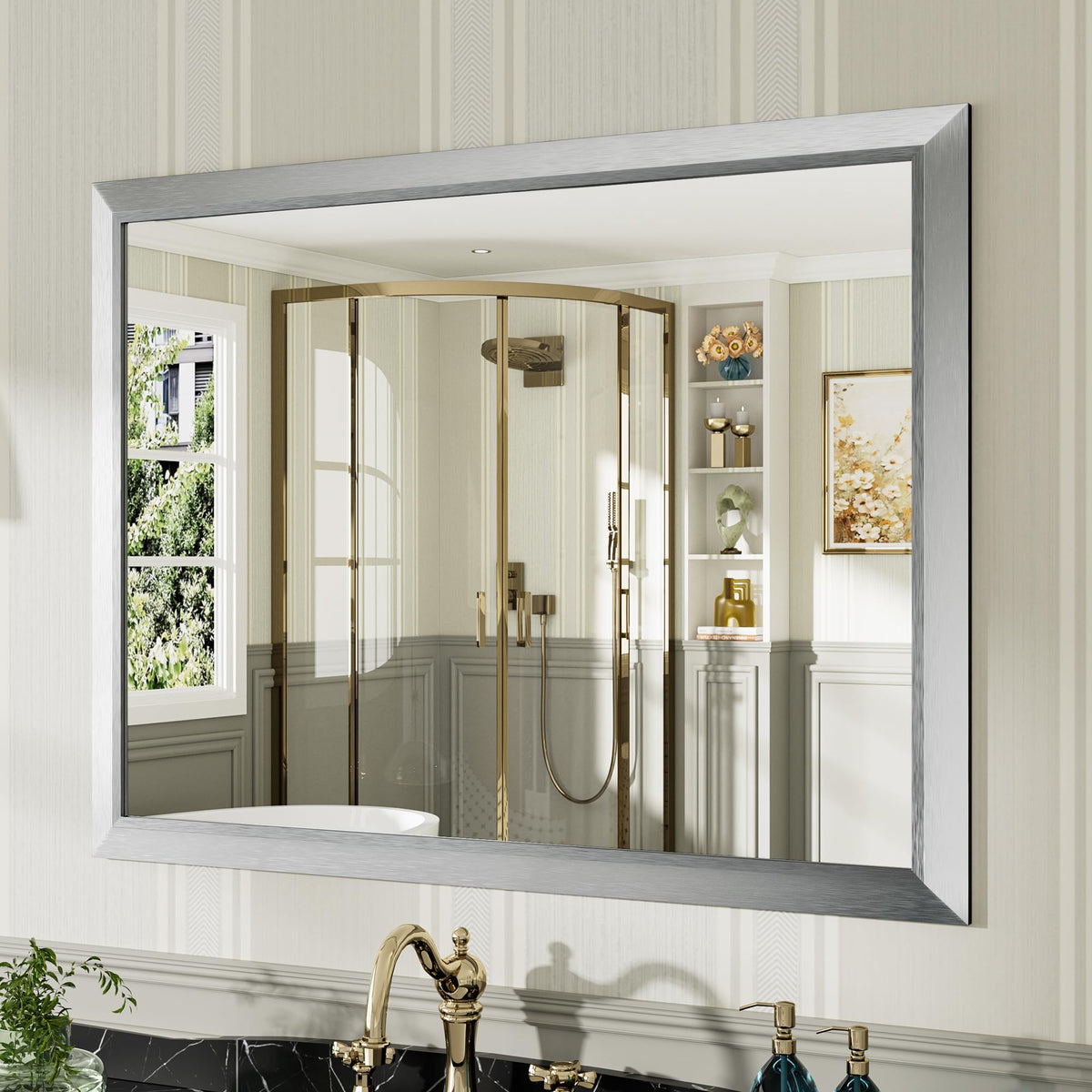 Briivue Black Metal Framed Bathroom Wall Mirror, 40x30 Inch