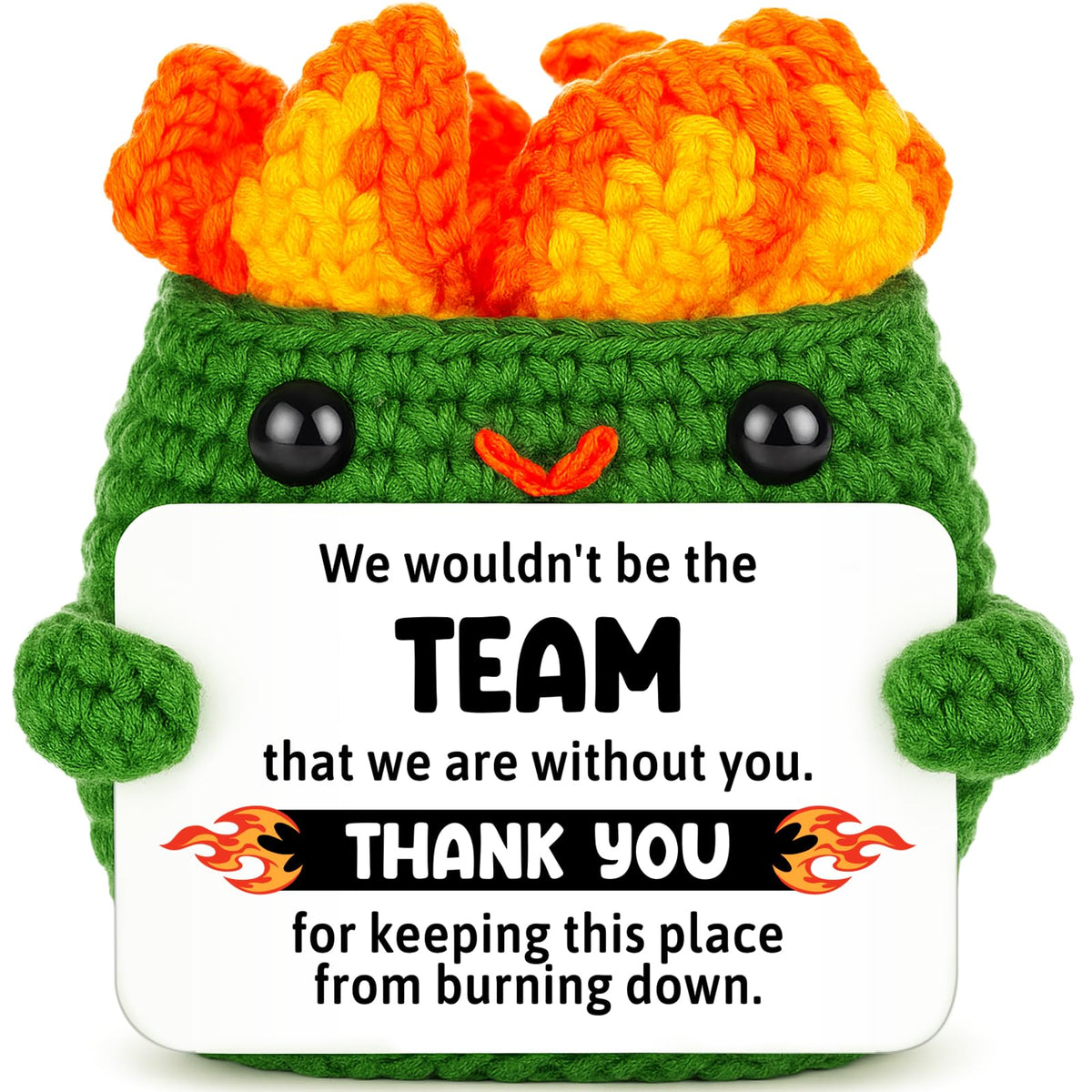 Positive Crochet Dumpster Raging Fire Thank You Birthday Retirement