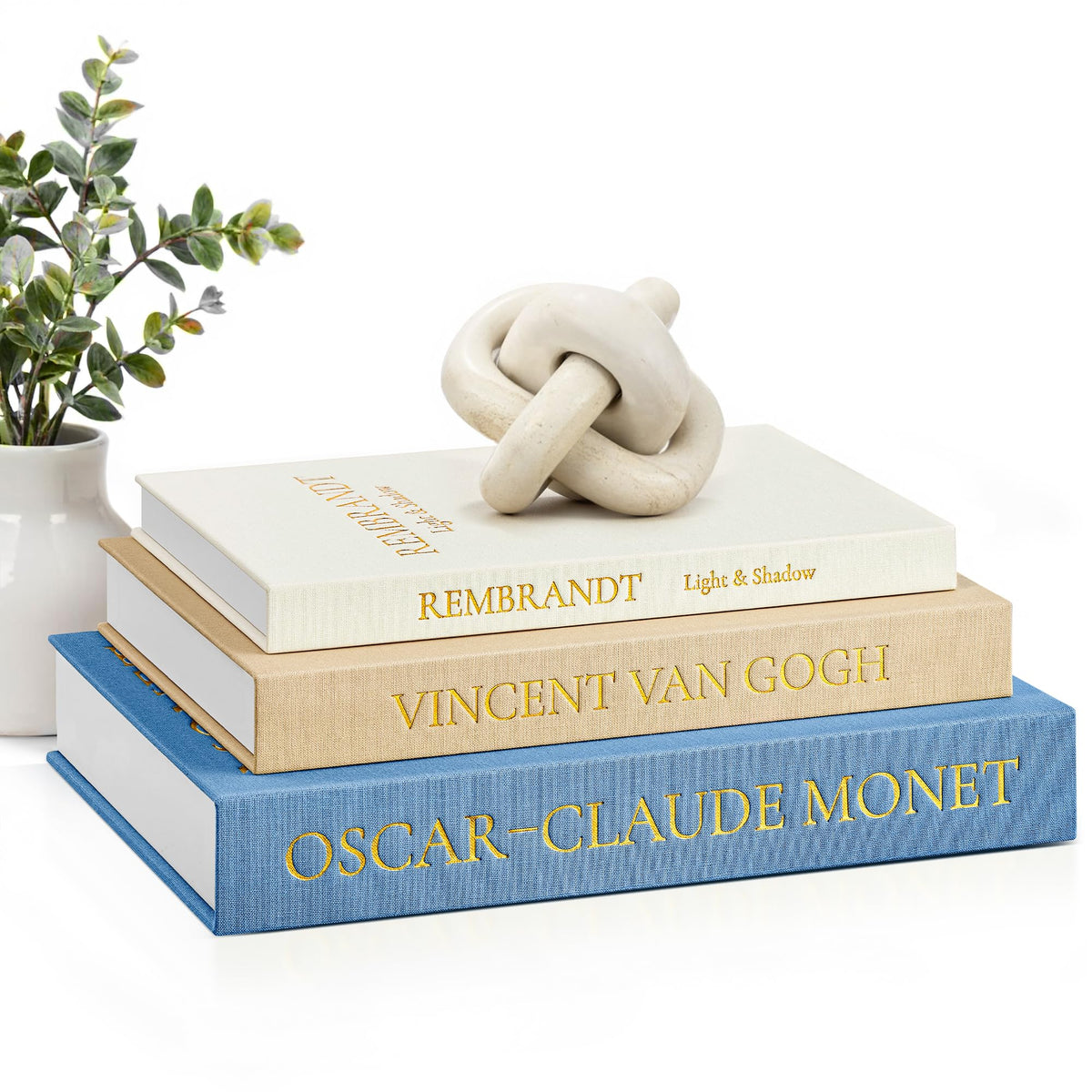 JARLINK Aesthetic Decorative Books, Set of 3 Linen Faux Book Boxes, Sage