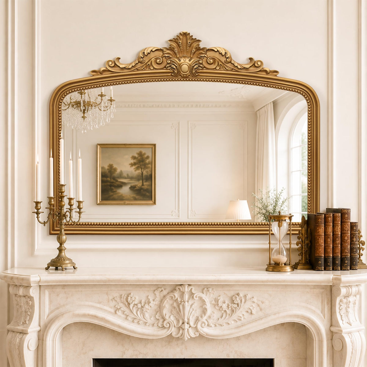 Besdomus Vintage Full Length Mirror: 21"x55" Gold Standing Arched Mirrors