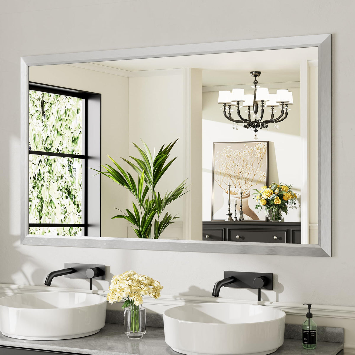 Briivue Black Metal Framed Bathroom Wall Mirror, 40x30 Inch
