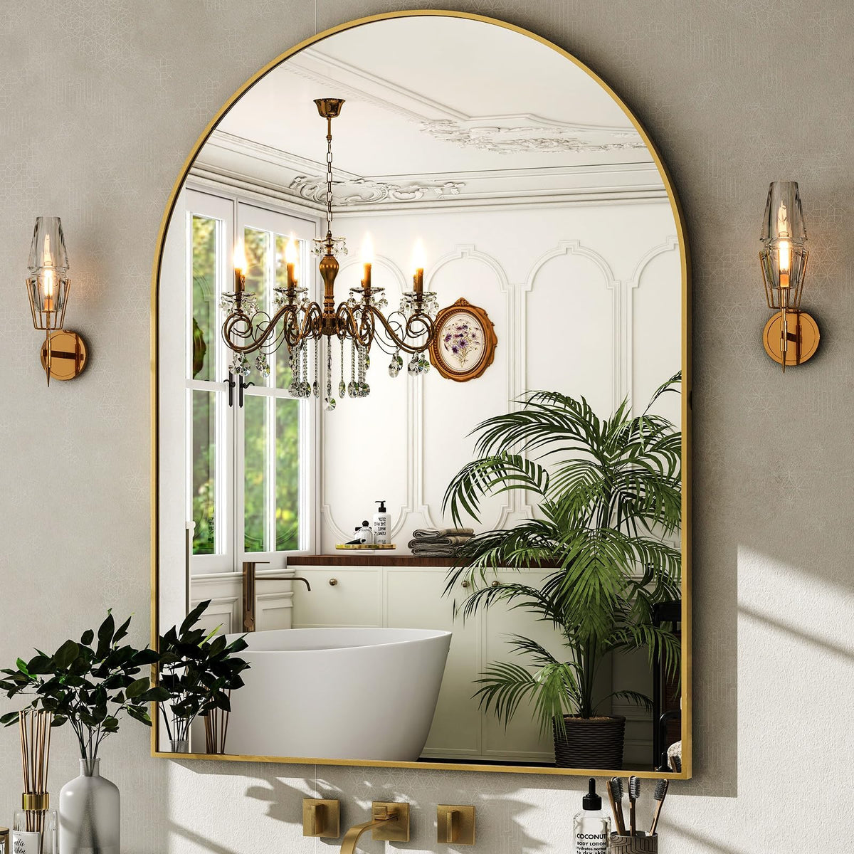 HARRITPURE 20"x30" Arched Bathroom Mirror Wall Mounted Black Arch Mirror