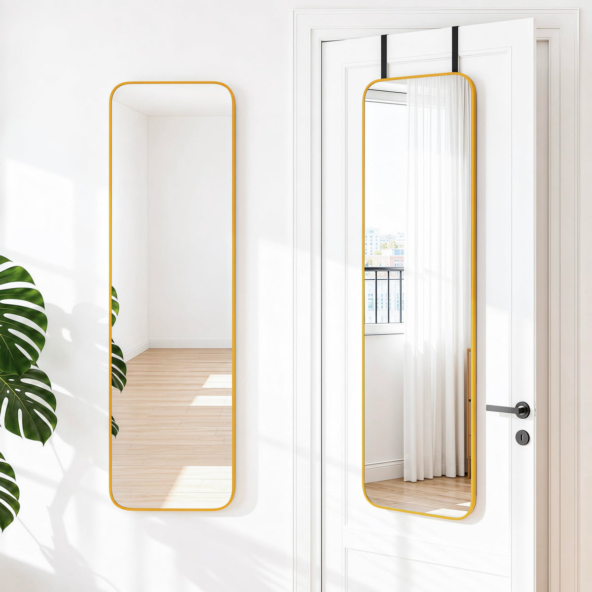 NARCISSUS 57x20 Full Length Mirror Over The Door or Freestanding/Wall Gold