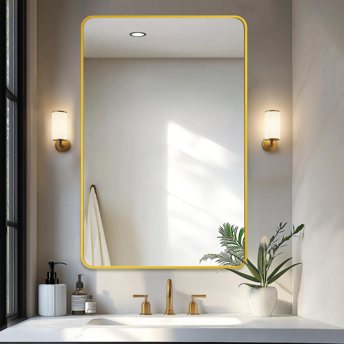 Delma Bathroom Vanity Mirror, Black Framed Mirror for Over Sink, 36x30