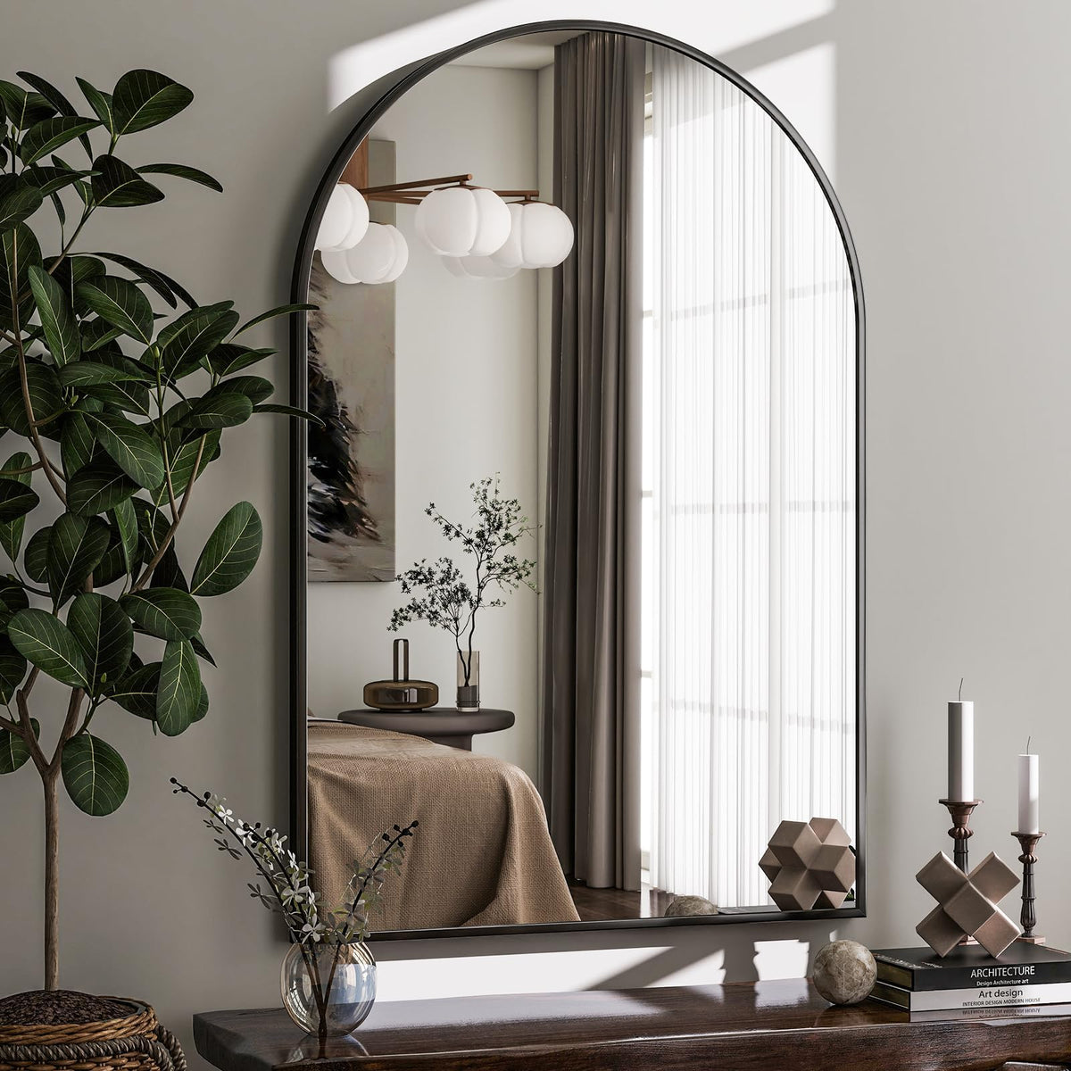 HARRITPURE Arched Wall Mirror 30"x40" Gold Arch Bathroom Vanity Mirror