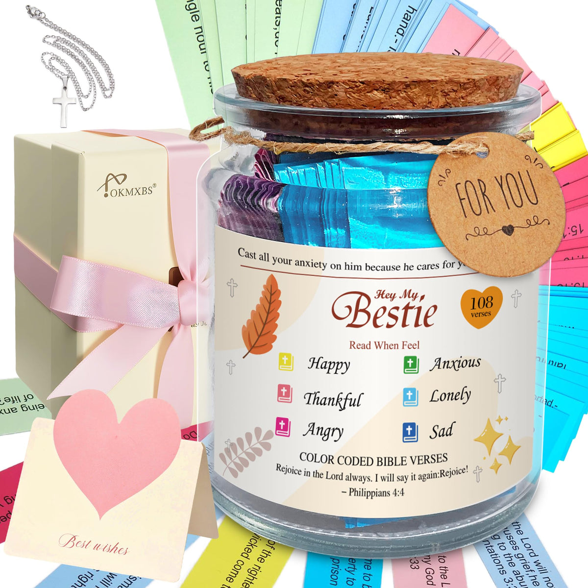 Bible Verse Jar,Read Me When Bible Verses Jar for Emotions and Feelings,Mothers Day Gifts,Christian Gift For Women and Men,Mothers Day Gift Bulk,Birthday Gifts for Women