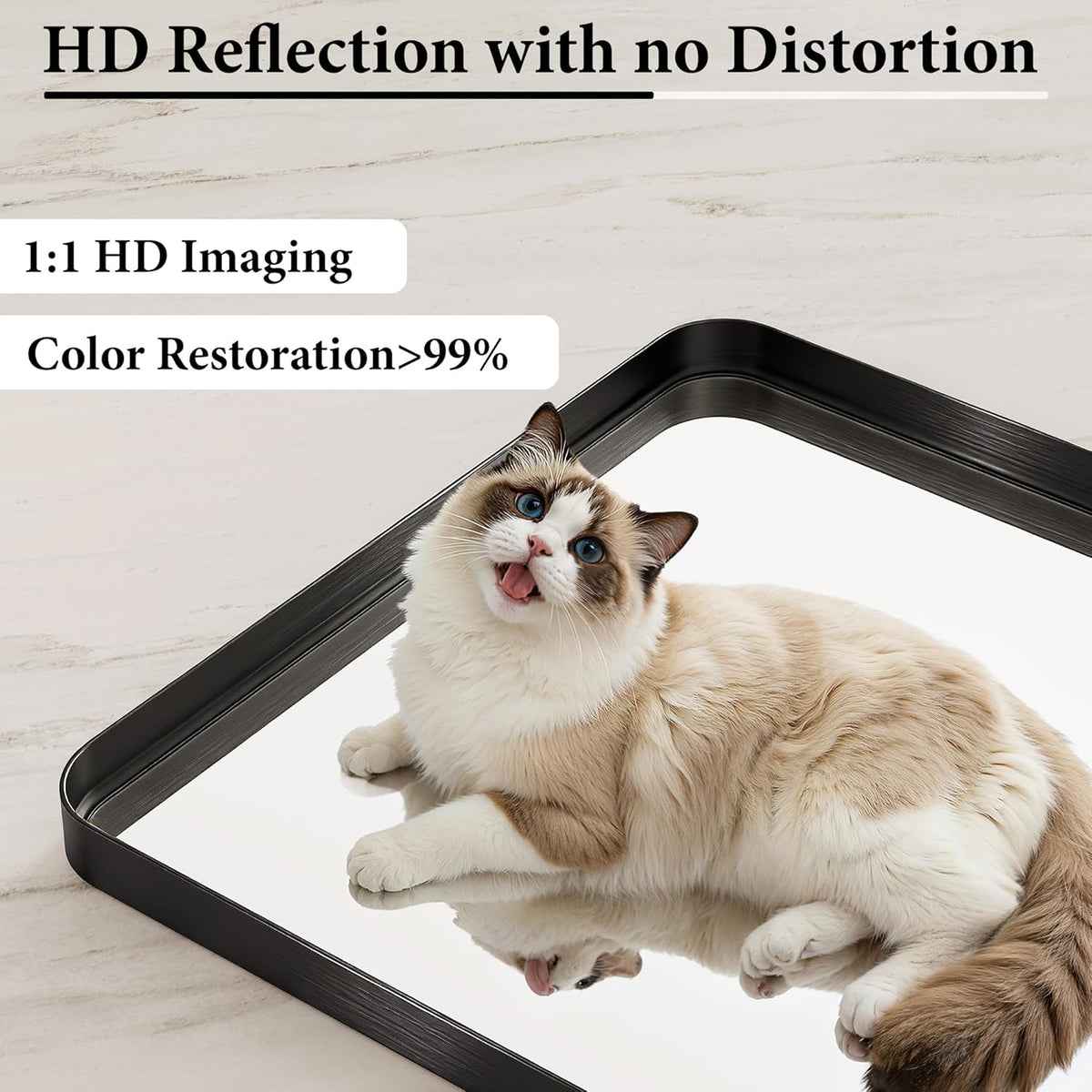 30x36 Inch Black Metal Framed Bathroom Mirror for Wall, HD Tempered Glass