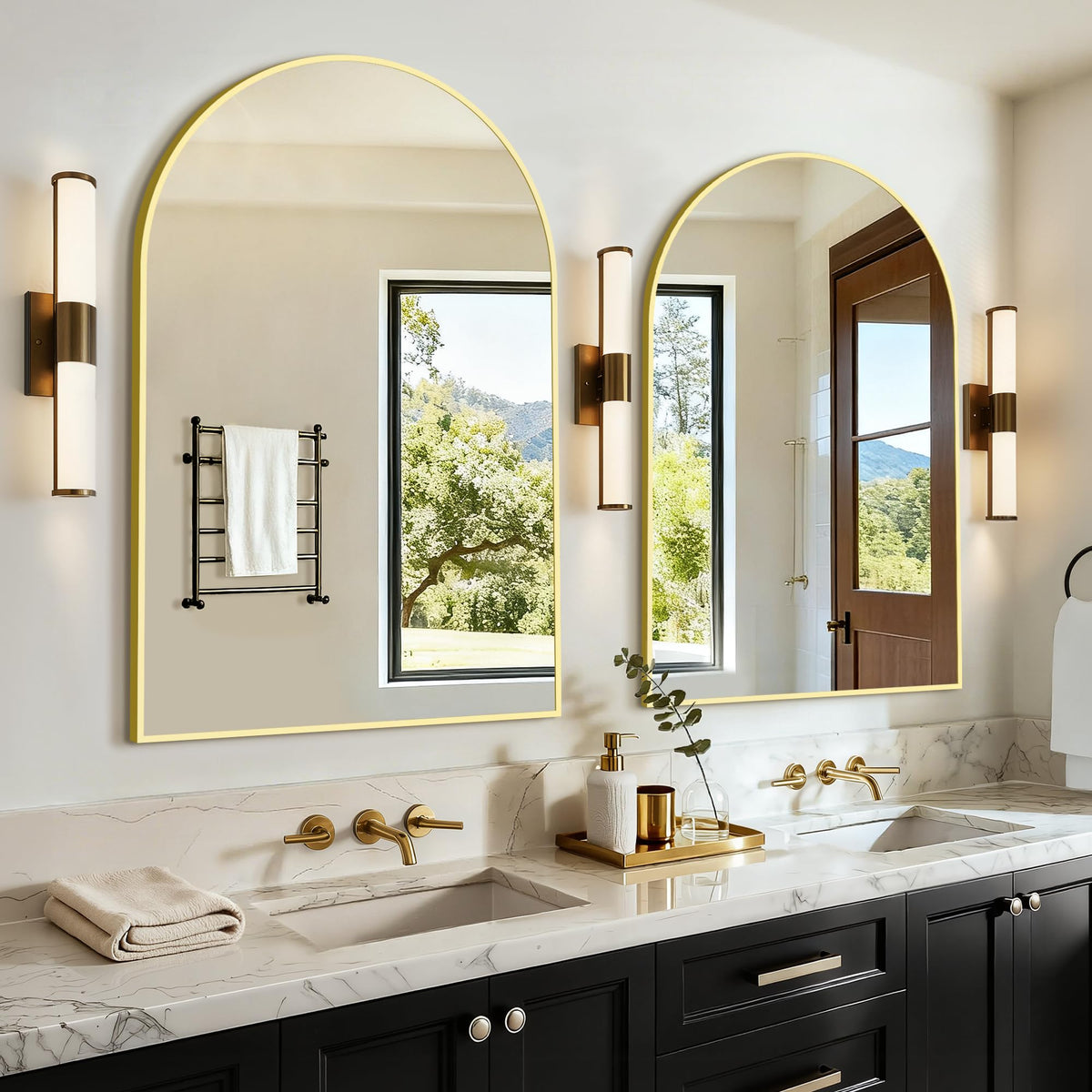 Arched Bathroom Vanity Mirror for Over Sink, 2 Pack 30”x20”, Black