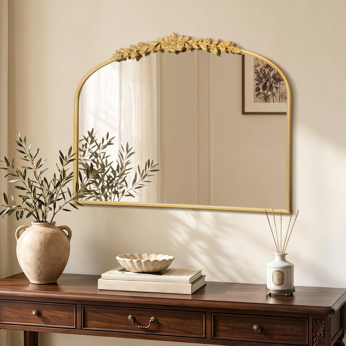 Besdomus Vintage Full Length Mirror: 21"x56" Gold Antique Floor Long Mirror
