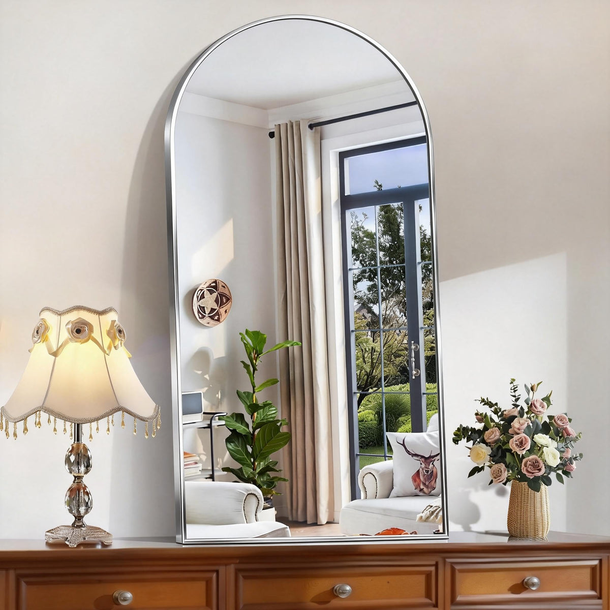 CIRCUMI Arched Wall Mirror, 36"x48" Black Arched Mirror for Bathroom
