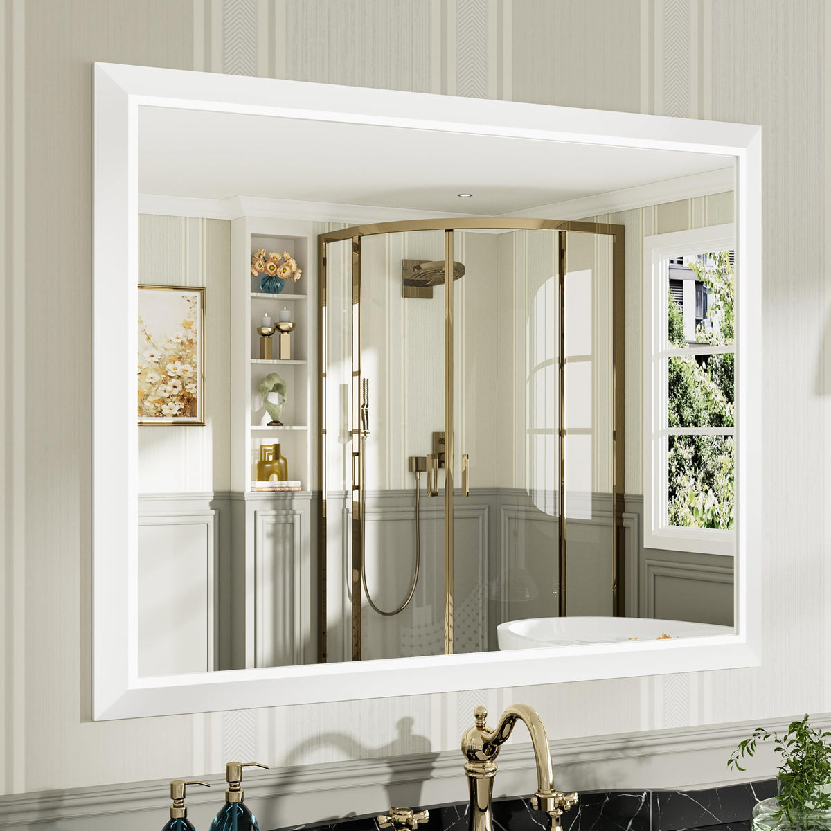 Briivue Black Metal Framed Bathroom Wall Mirror, 40x30 Inch