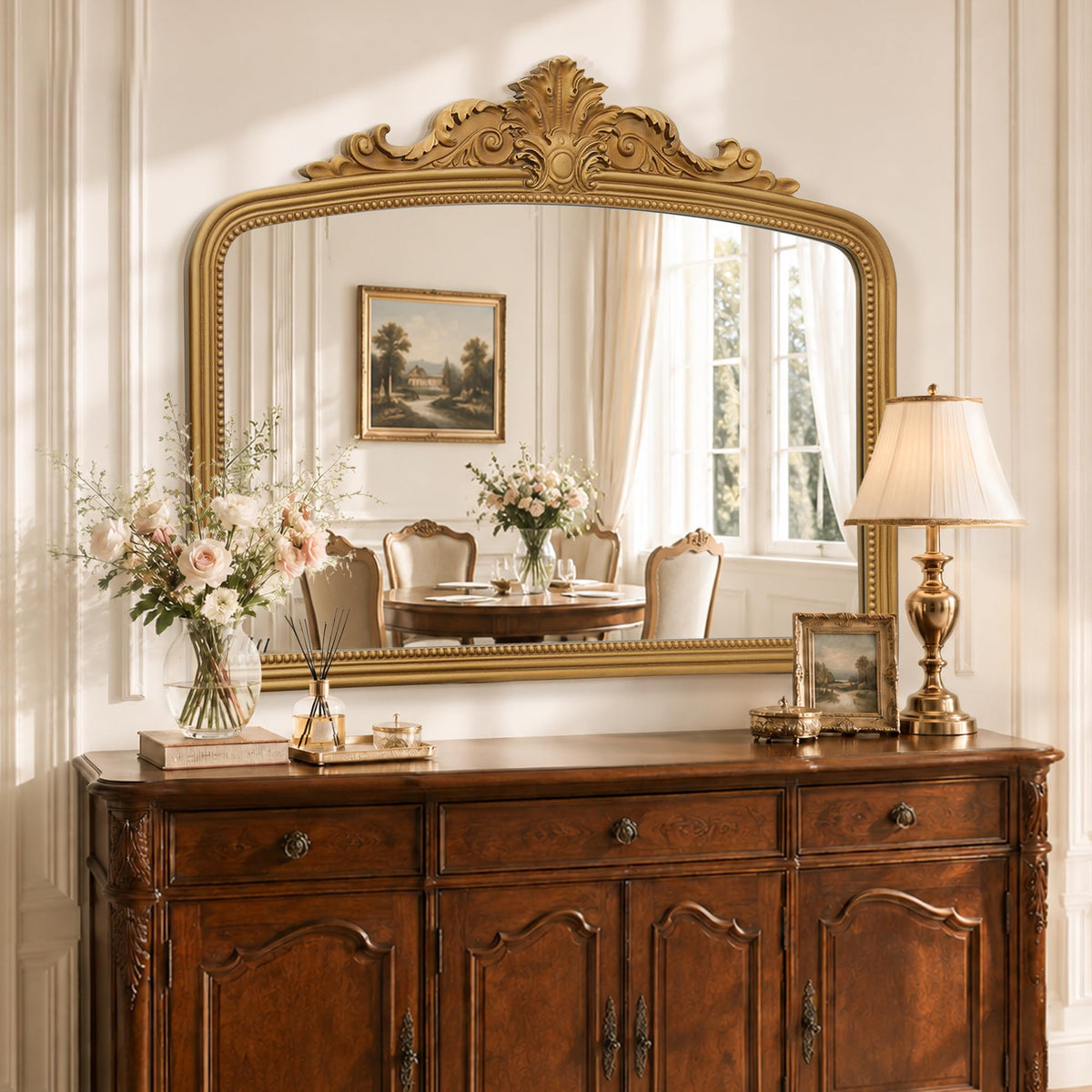 Besdomus Vintage Full Length Mirror: 21"x55" Gold Standing Arched Mirrors