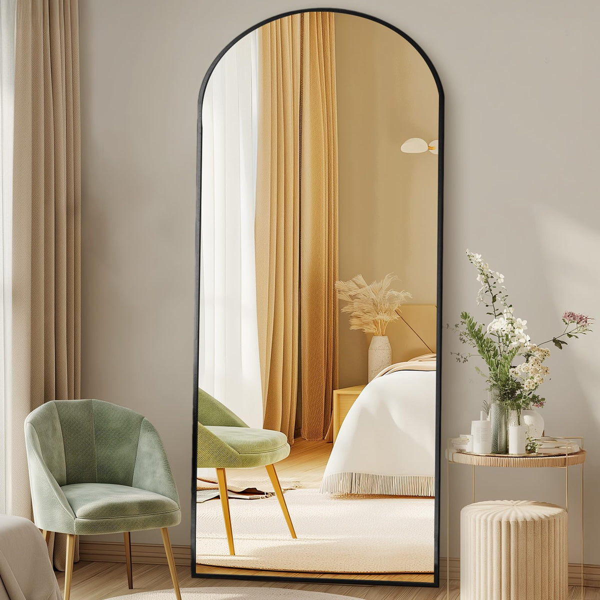 DUMOS 65"x24" Arched Full Length Mirror with Stand, Full Body Floor Mirror