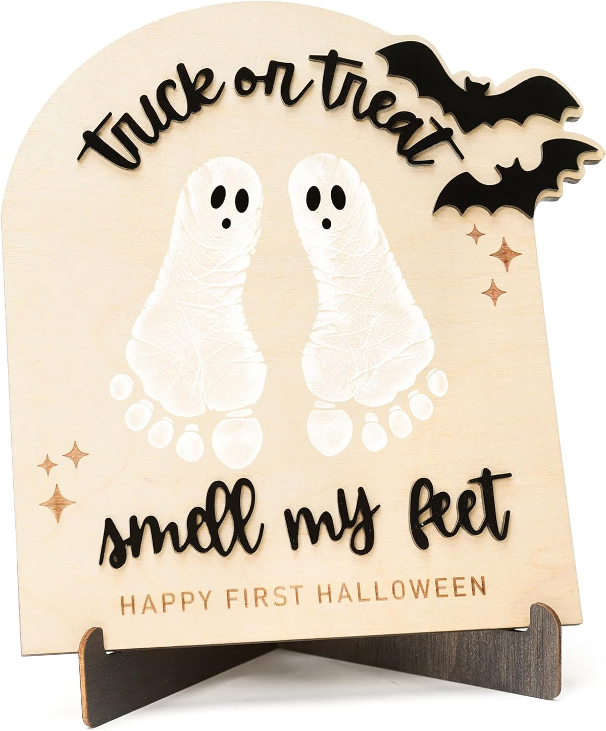 My First Halloween, Halloween Baby Footprint Wooden Sign, Trick or Treat Smell My Feet Keepsake, Newborn Fall Decoration, DIY Painting Craft for First Year Memory Display