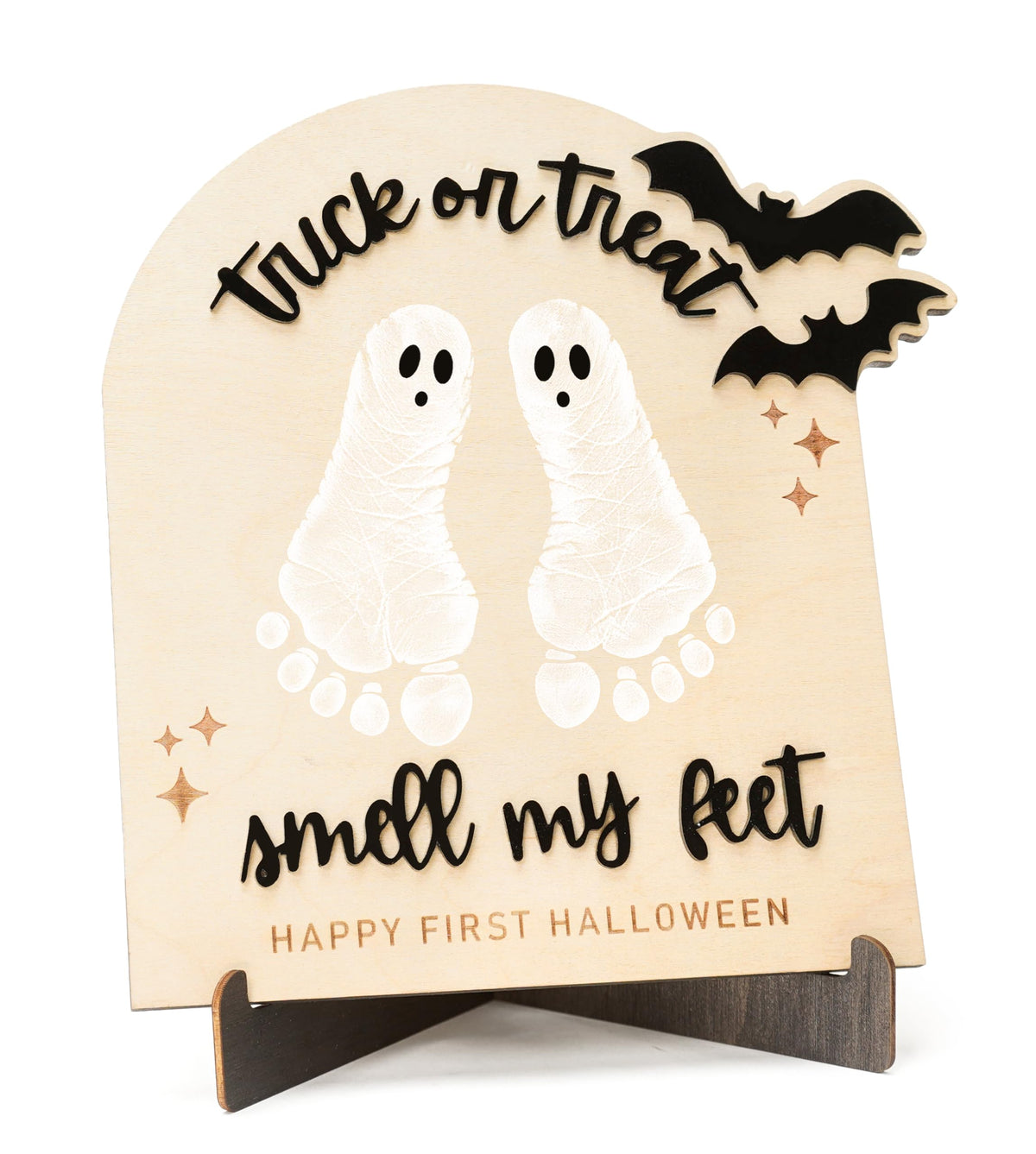 My First Halloween, Halloween Baby Footprint Wooden Sign, Trick or Treat Smell My Feet Keepsake, Newborn Fall Decoration, DIY Painting Craft for First Year Memory Display