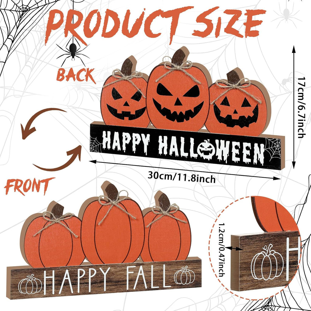 Happy Fall and Halloween Wooden Pumpkin Sign Office Home Decor