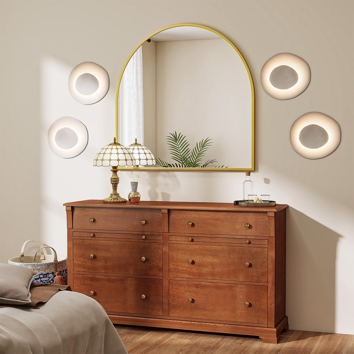 VooBang Arched Wall Mirror, 24 x 36 inch Arch Bathroom Mirror Black
