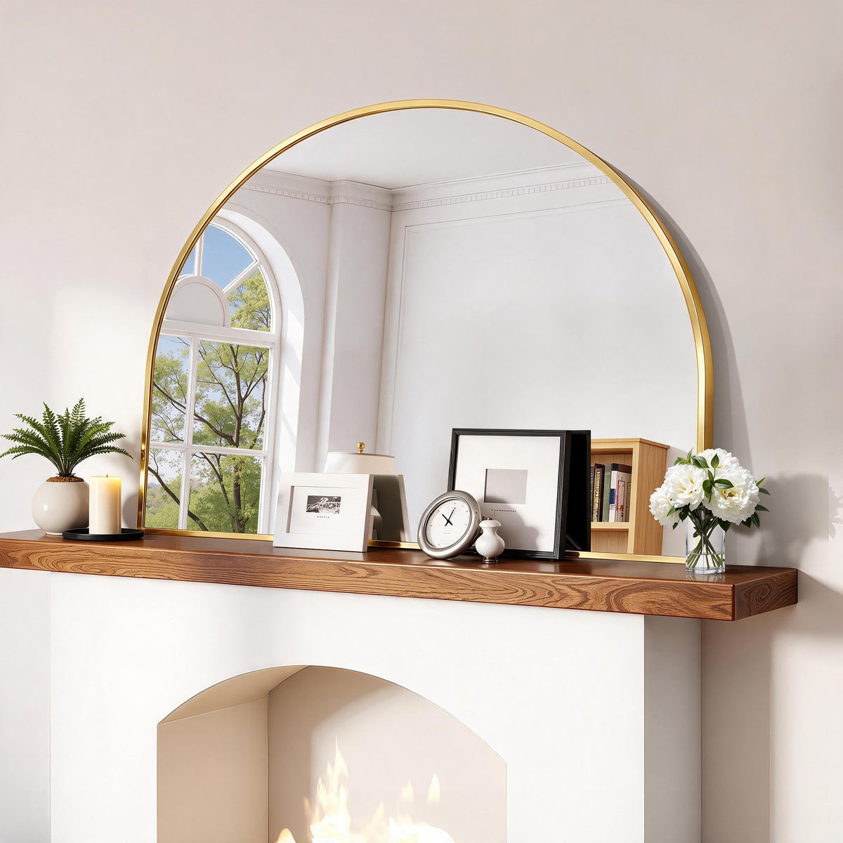 CIRCUMI Arched Wall Mirror, 36"x48" Black Arched Mirror for Bathroom