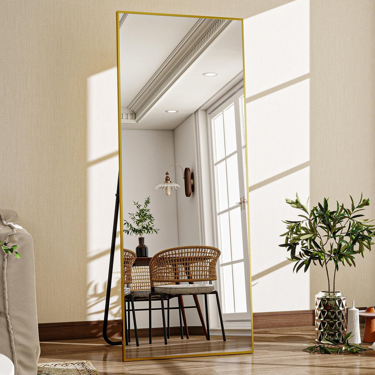 VooBang Mirror Full Length - 21" x 57" Floor Mirror with Stand Black