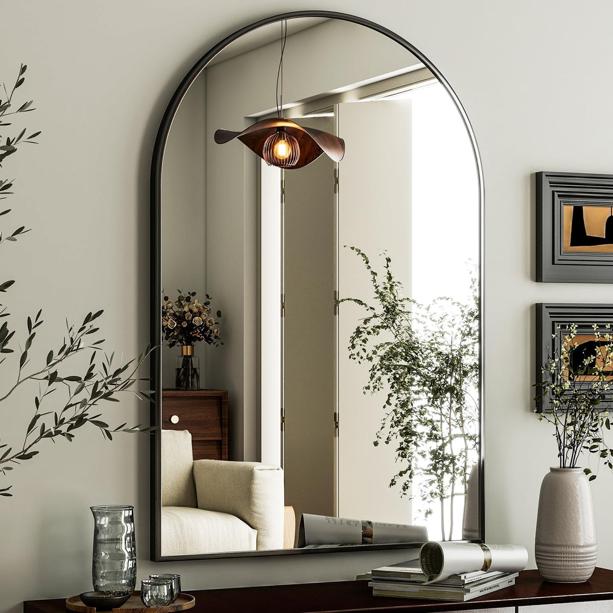 HARRITPURE 20"x30" Arched Bathroom Mirror Wall Mounted Black Arch Mirror