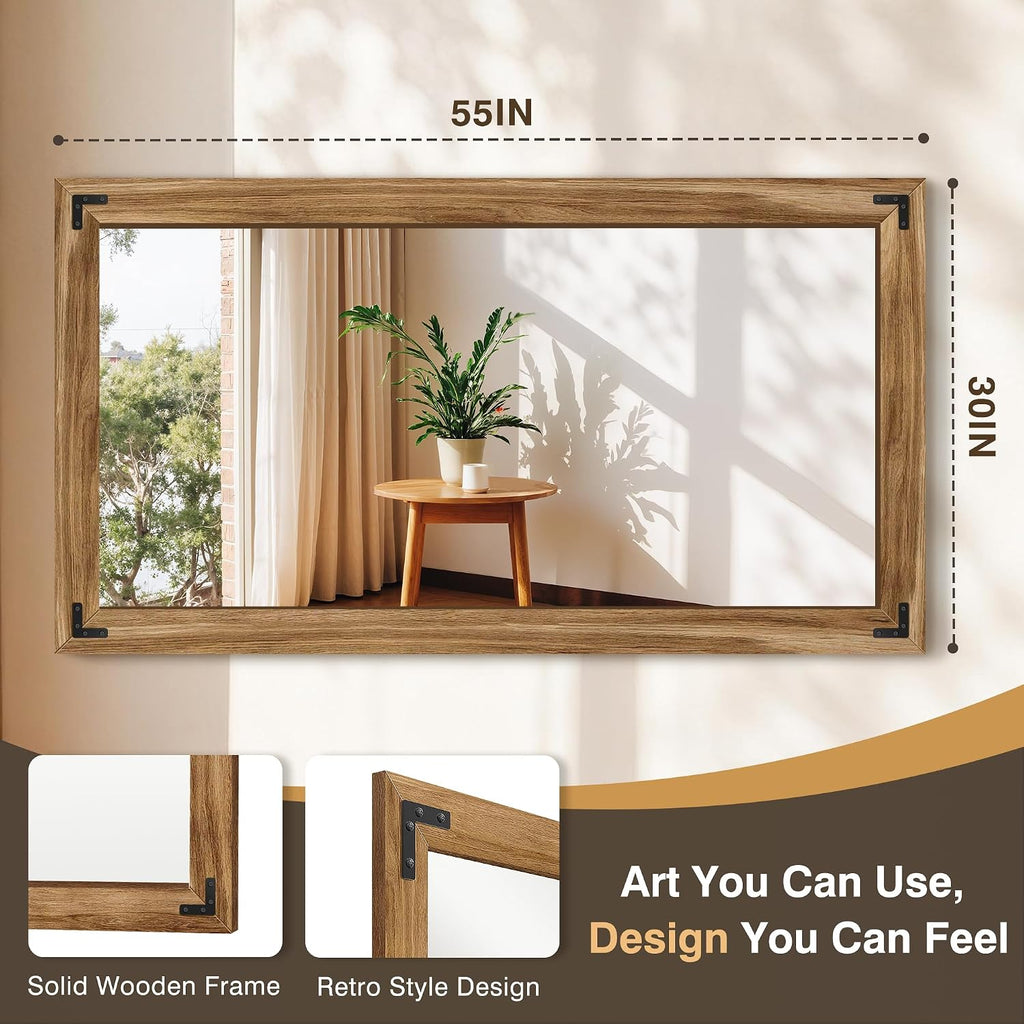 FICTOR Full Length Mirror, 30" x 55" Wooden Floor Mirror for Wall