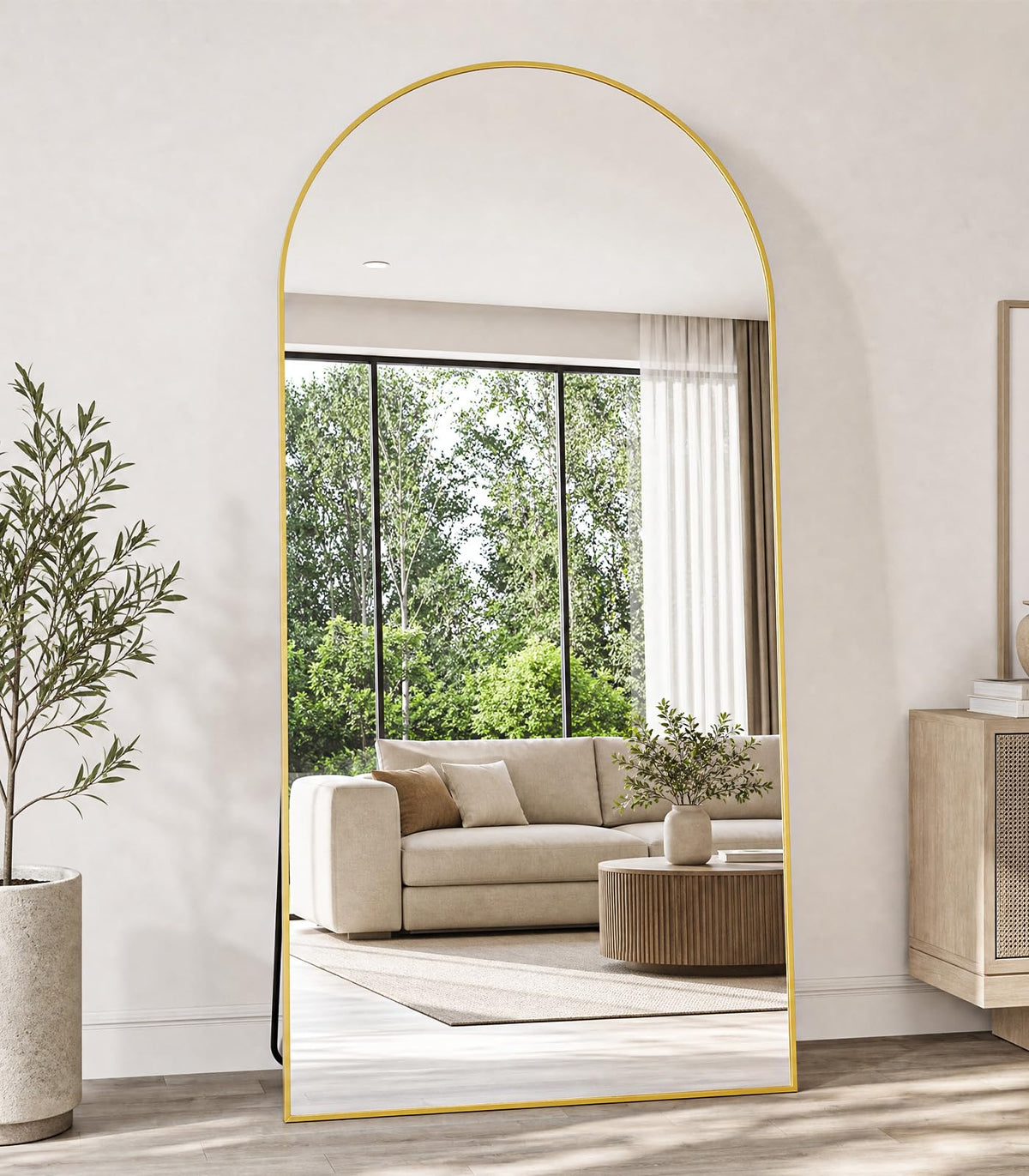 Koonmi 71x30 Arched Full Length Mirror, Floor Mirror with Stand