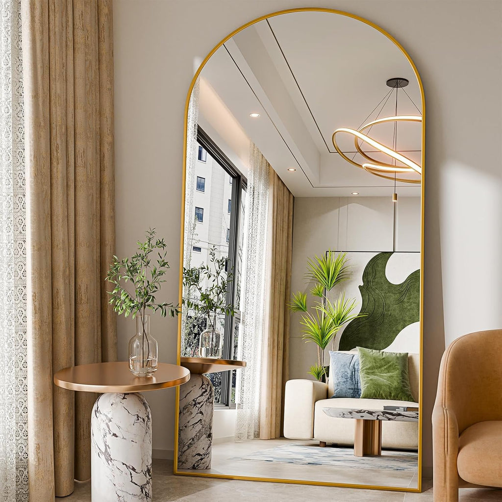 81"×41" Floor Mirror Full Length Arched Full Length Mirror Gold