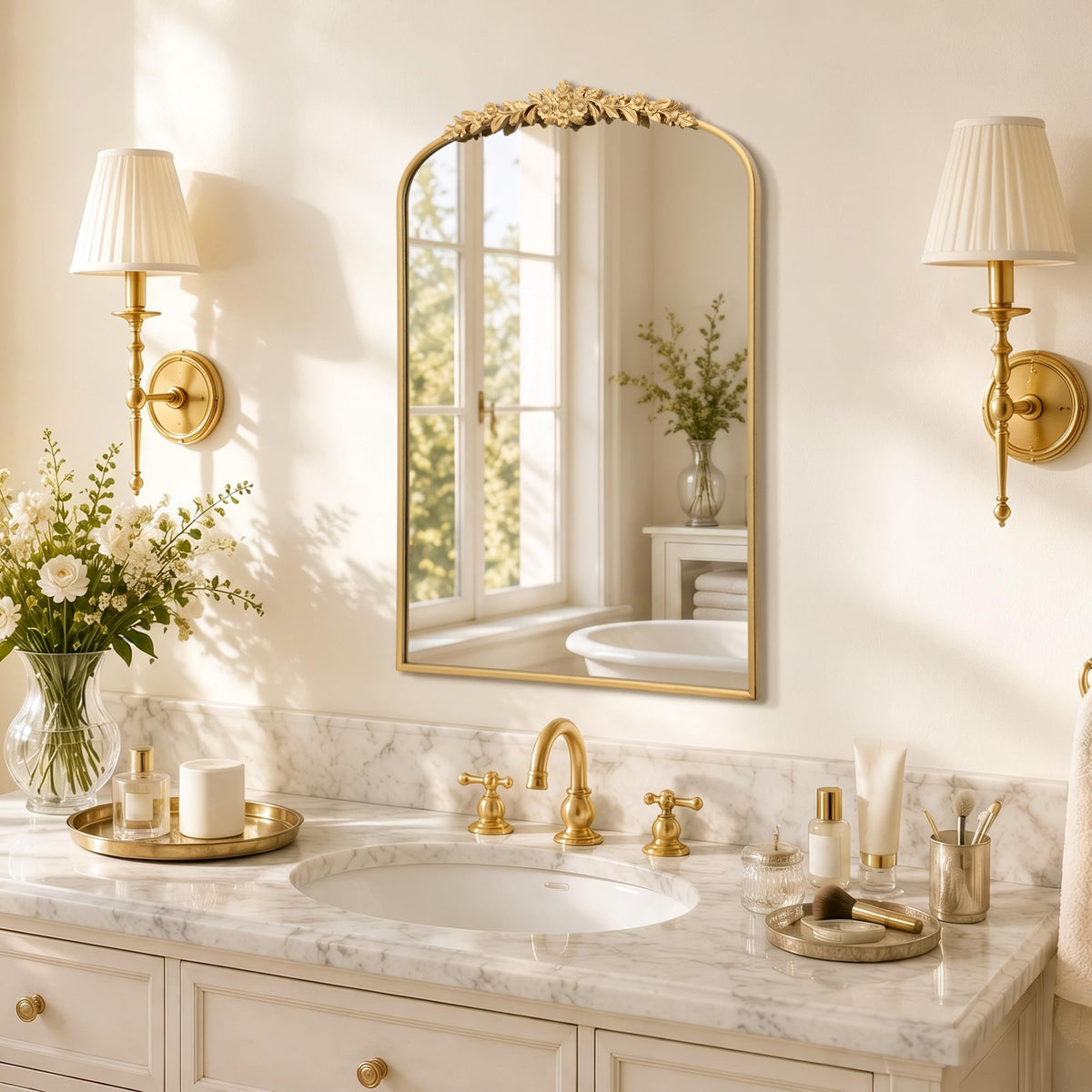 Besdomus Vintage Full Length Mirror: 21"x56" Gold Antique Floor Long Mirror