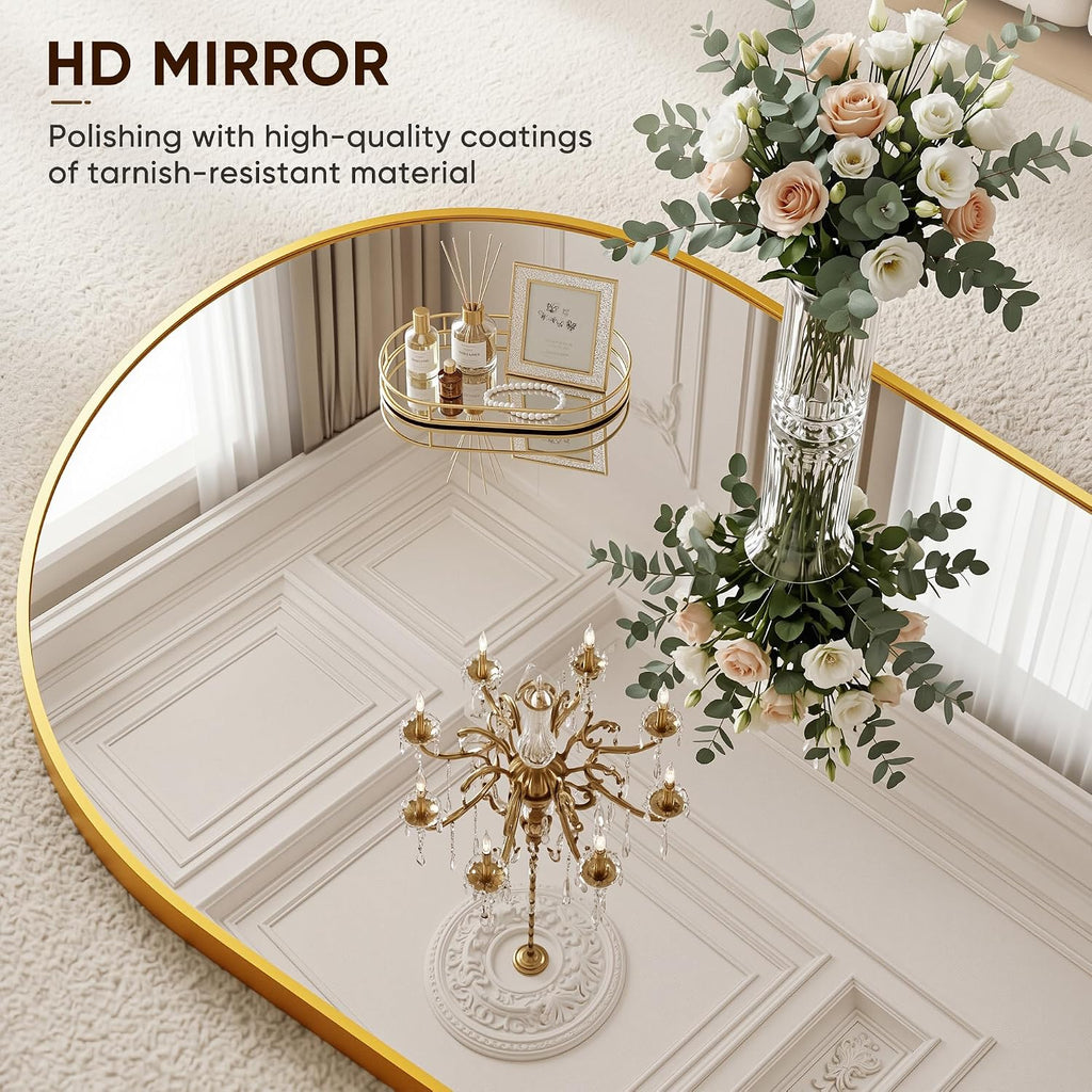 Full Length Mirror, 76"x34" Arched Floor Mirror, Gold