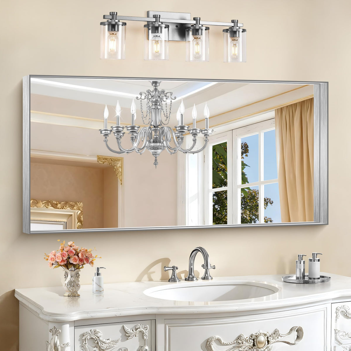 CIRCUMI Arched Wall Mirror, 36"x48" Black Arched Mirror for Bathroom