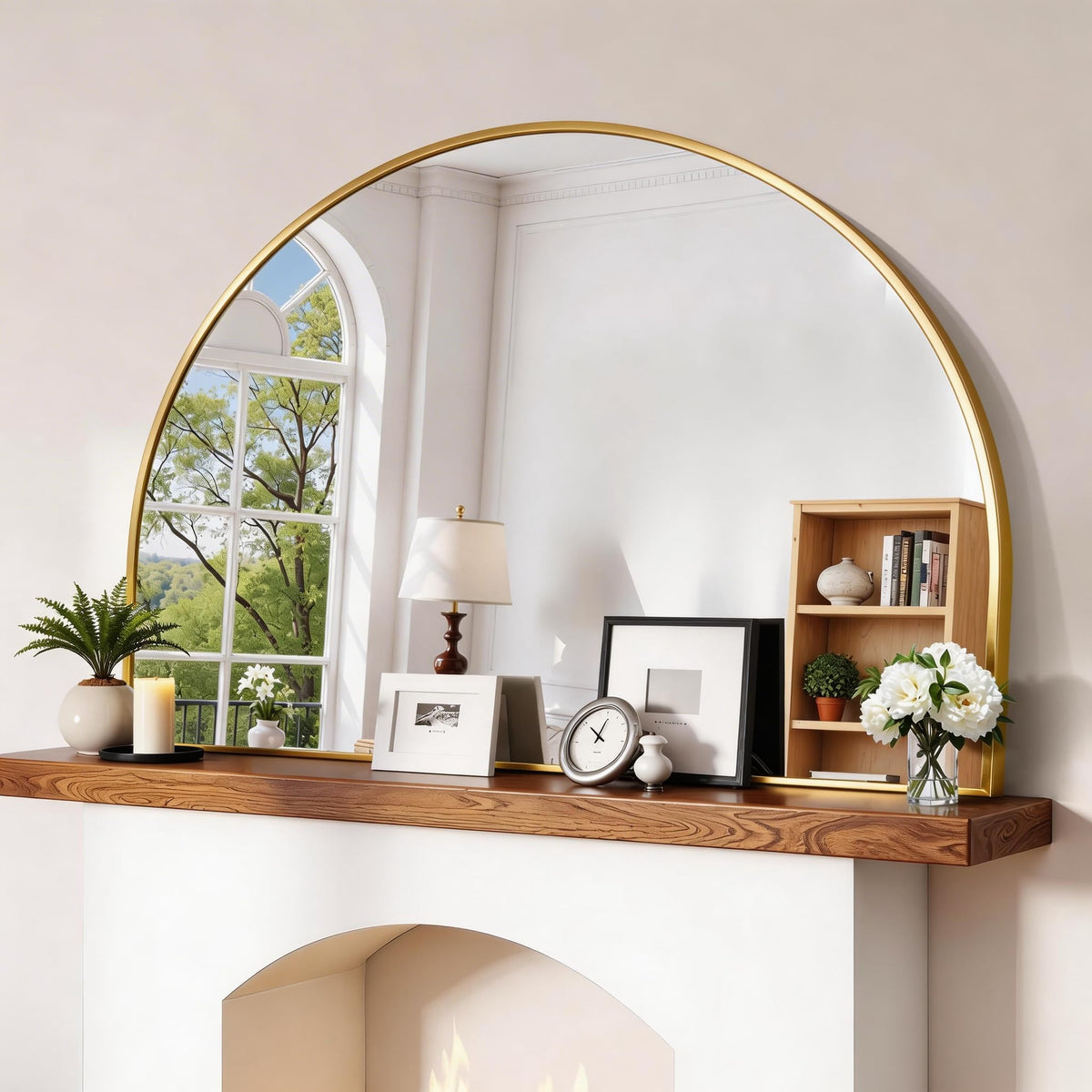 CIRCUMI Arched Wall Mirror, 36"x48" Black Arched Mirror for Bathroom