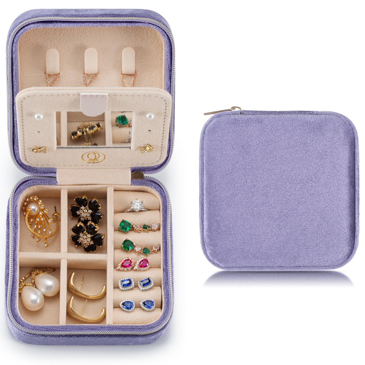 TRODANCE Mini Jewelry Travel Case, Small Portable Jewellry Organizer Box Portable Display Storage Box for Rings Earrings Necklaces, Gifts for Girl, Women, Wedding, Birthday, Mom, Mother's Day (Blue)