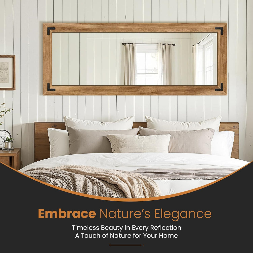 Wood Framed Full Length Mirror for Wall, 56"X22" Floor Standing Body Mirror