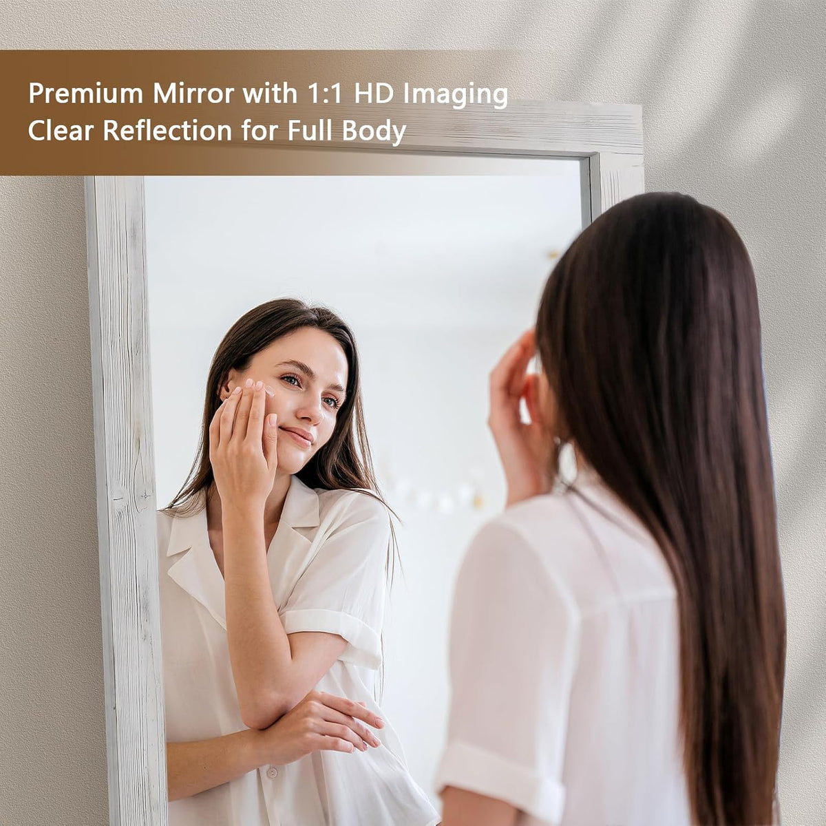 Rustic Farmhouse Full Length Mirror, 71"x32" Wood Large Mirror