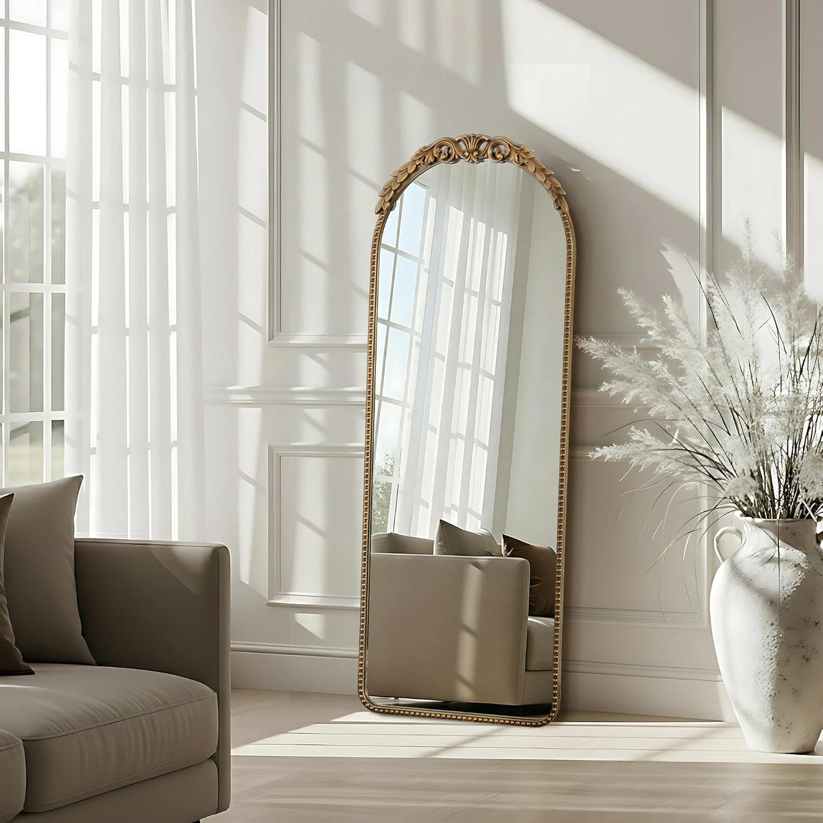 Besdomus Gold Full Length Mirror: 19"x53" Vintage Ornate Floor Mirror