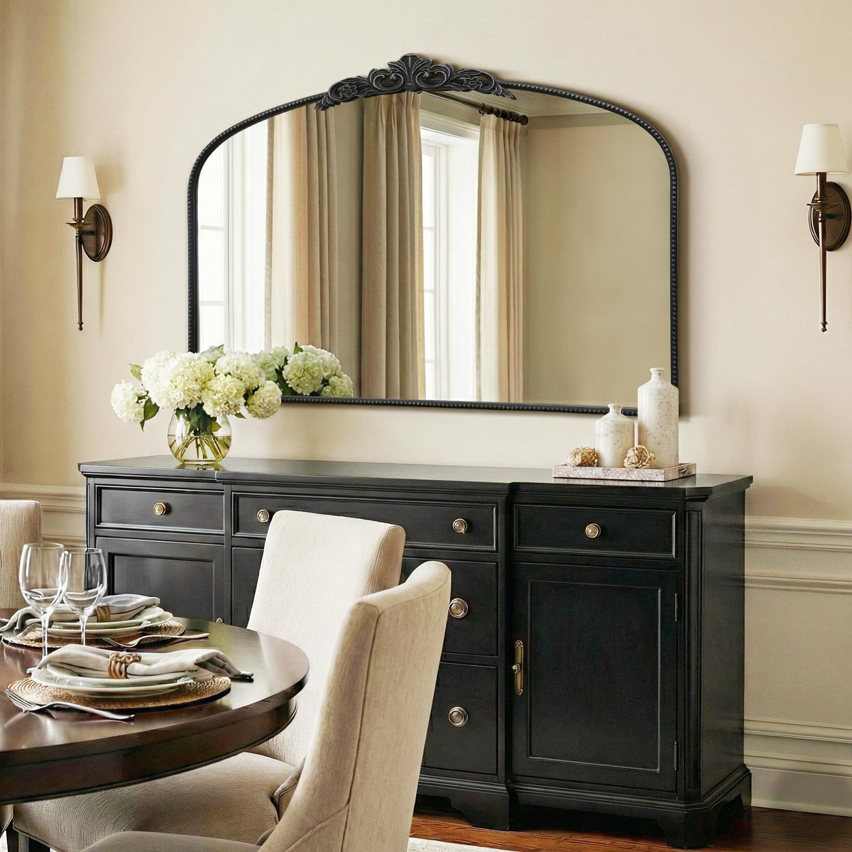 Micasso Vintage Bronze Wall Mirror: 40"x29" Baroque Antique Arched Mirror