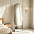Sweetcrispy 56"x16" Arched Full Length Mirror, Full Body Mirror, Black