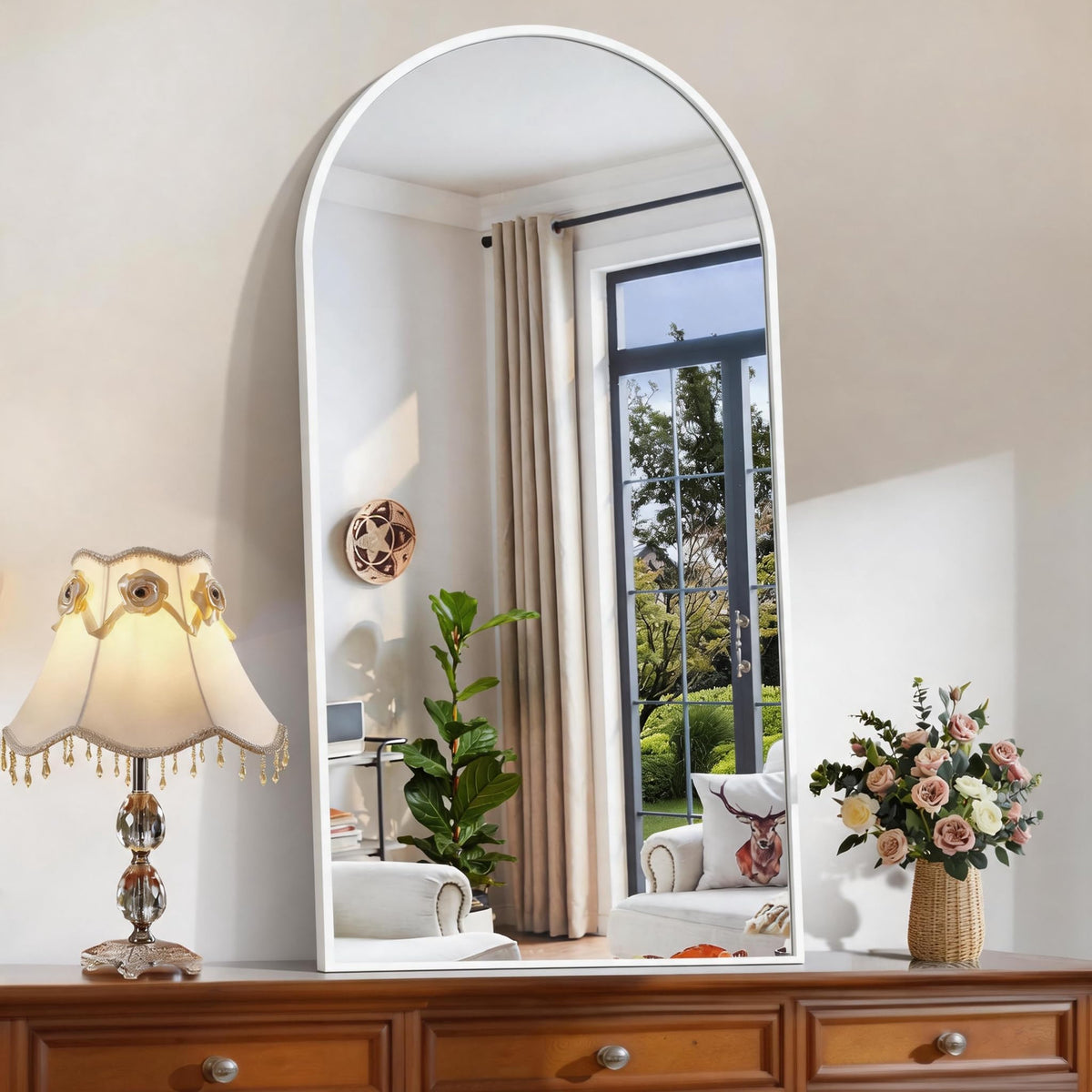CIRCUMI Arched Wall Mirror, 36"x48" Black Arched Mirror for Bathroom