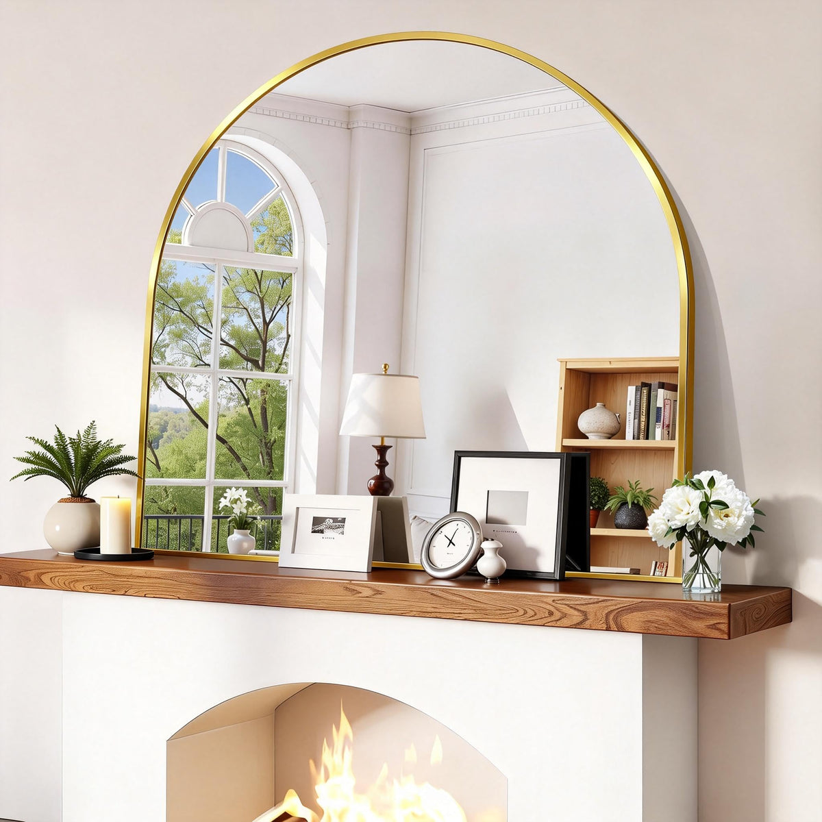 CIRCUMI Arched Wall Mirror, 36"x48" Black Arched Mirror for Bathroom