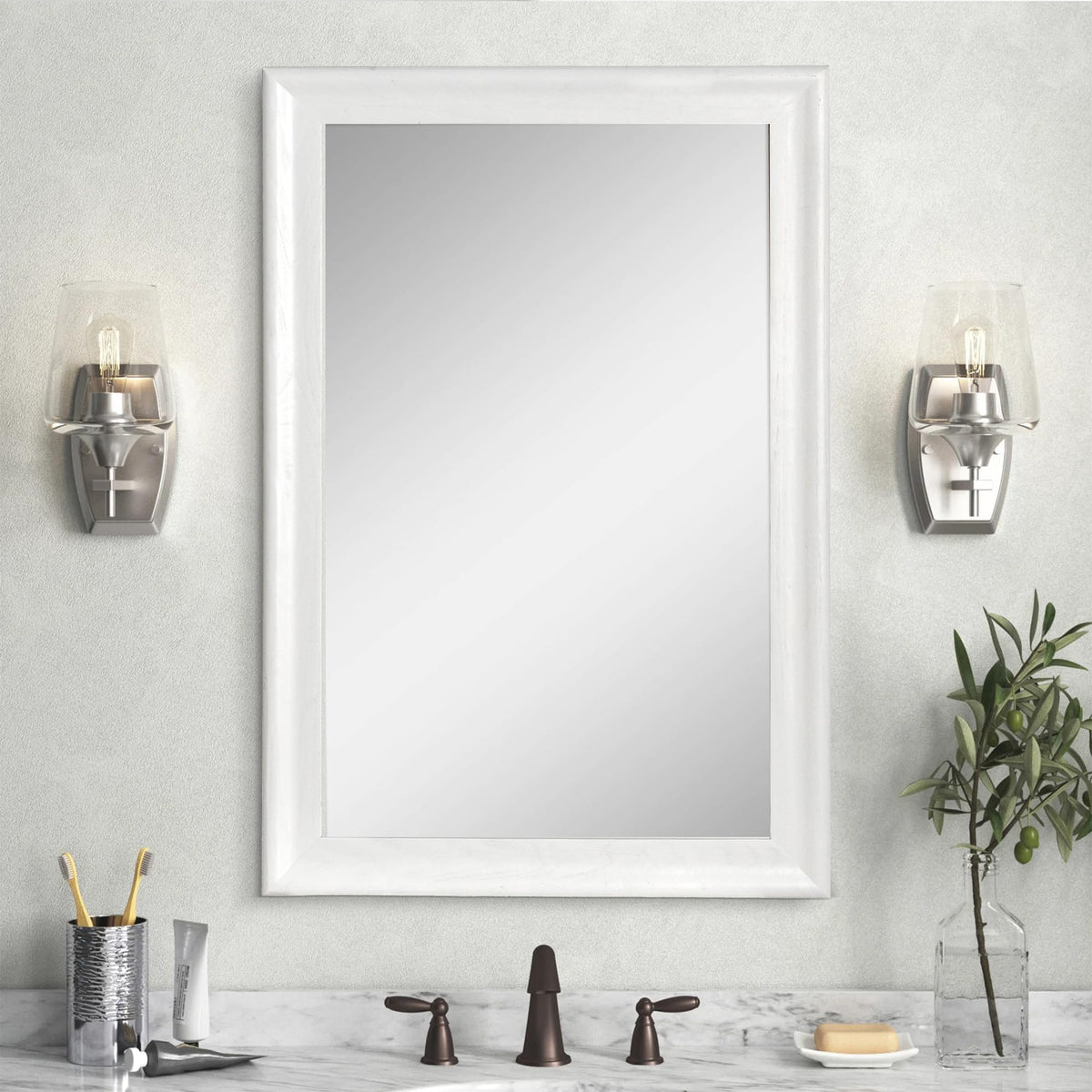 White Wall Mirror for Bathroom,Rectangle Large 30 x 40 inch Vanity Mirrors
