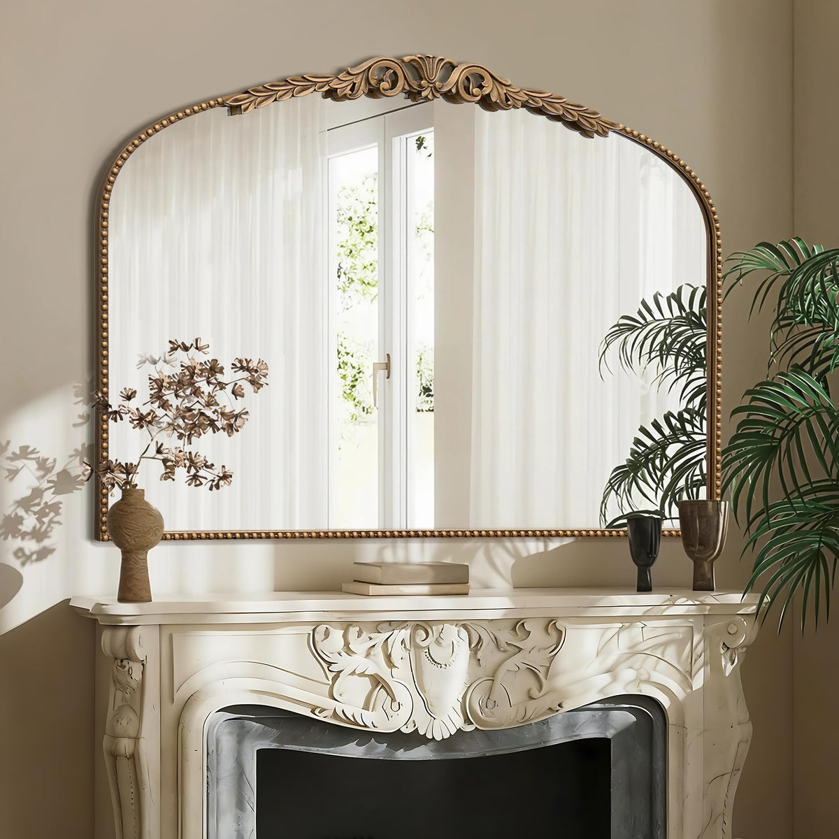 Besdomus Gold Full Length Mirror: 19"x53" Vintage Ornate Floor Mirror