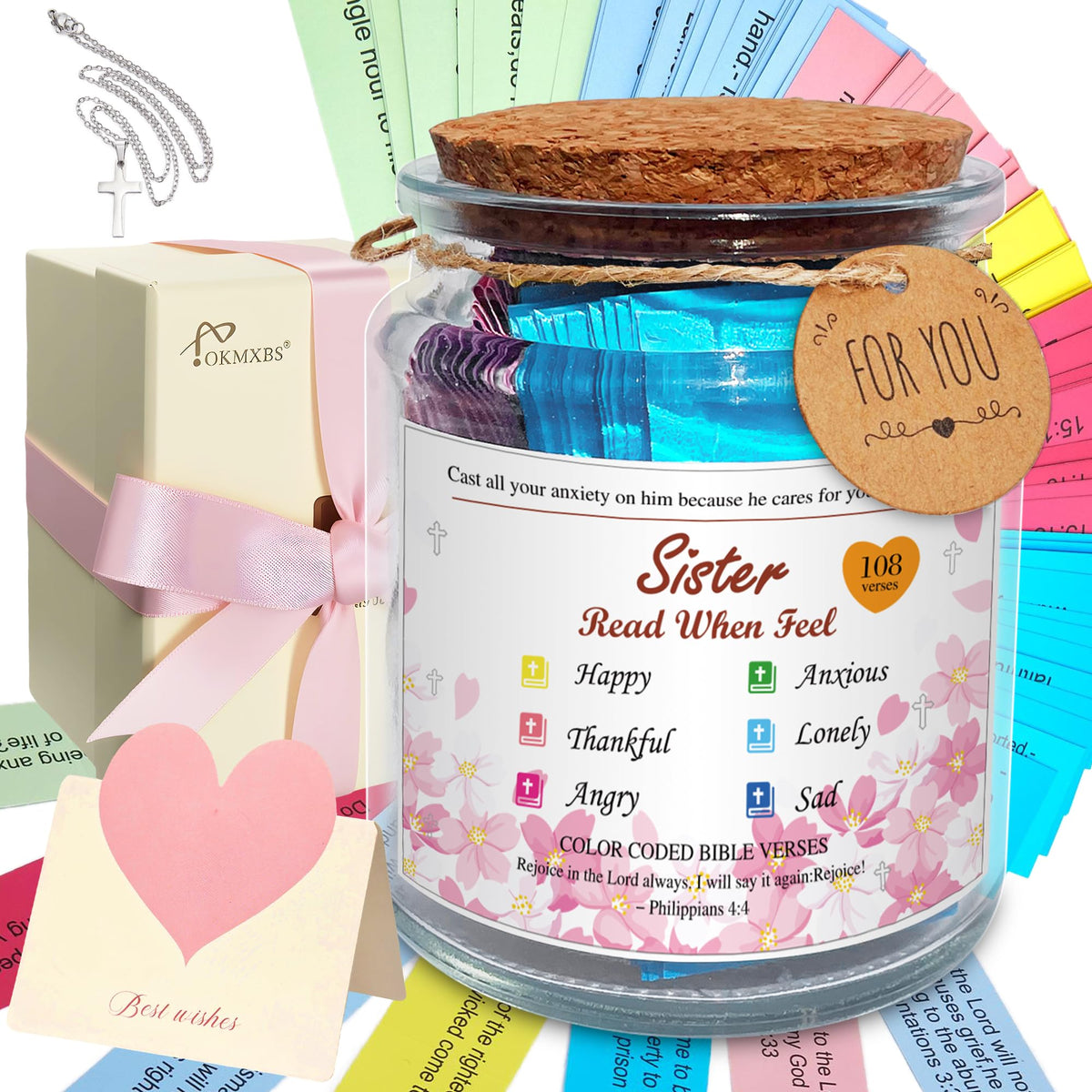 Bible Verse Jar,Read Me When Bible Verses Jar for Emotions and Feelings,Mothers Day Gifts,Christian Gift For Women and Men,Mothers Day Gift Bulk,Birthday Gifts for Women
