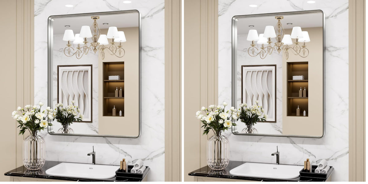 LOAAO 30"X36" Gold Bathroom Mirror