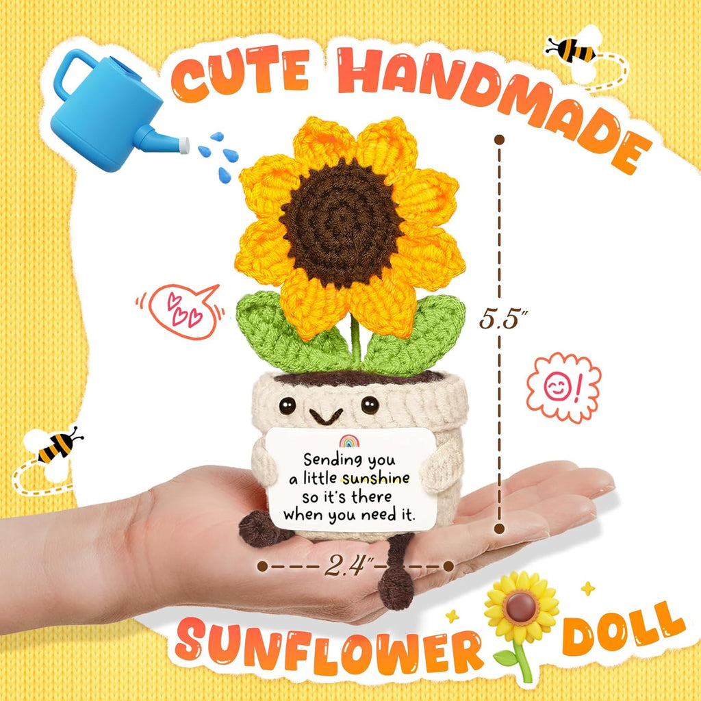 Get Well Gifts for Women After Surgery, Handmade Positive Sunflower Crochet Decor, Surgery Recovery Breast Cancer Care Gifts, Thinking of You Feel Better Gift for Women
