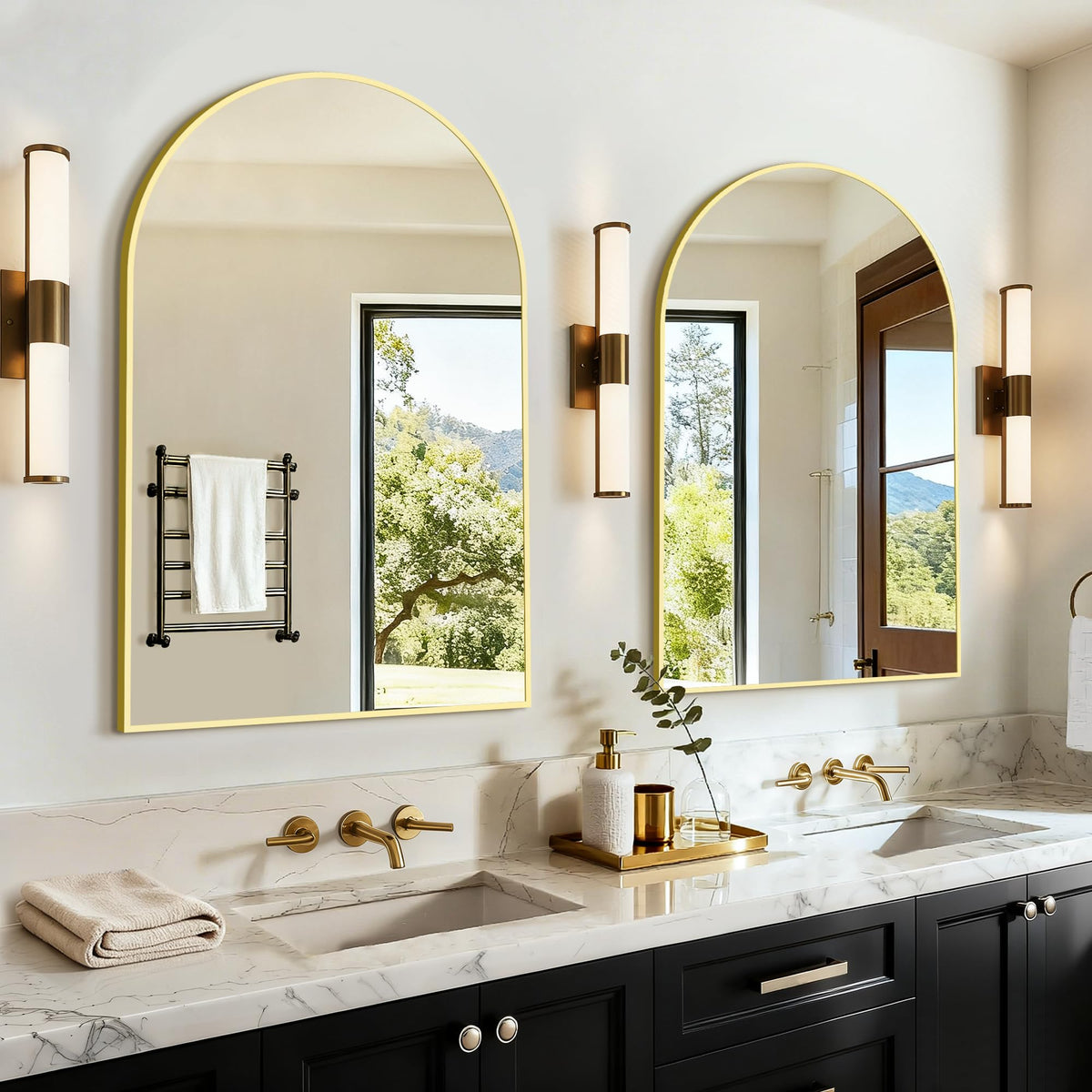 Arched Bathroom Vanity Mirror for Over Sink, 2 Pack 30”x20”, Black